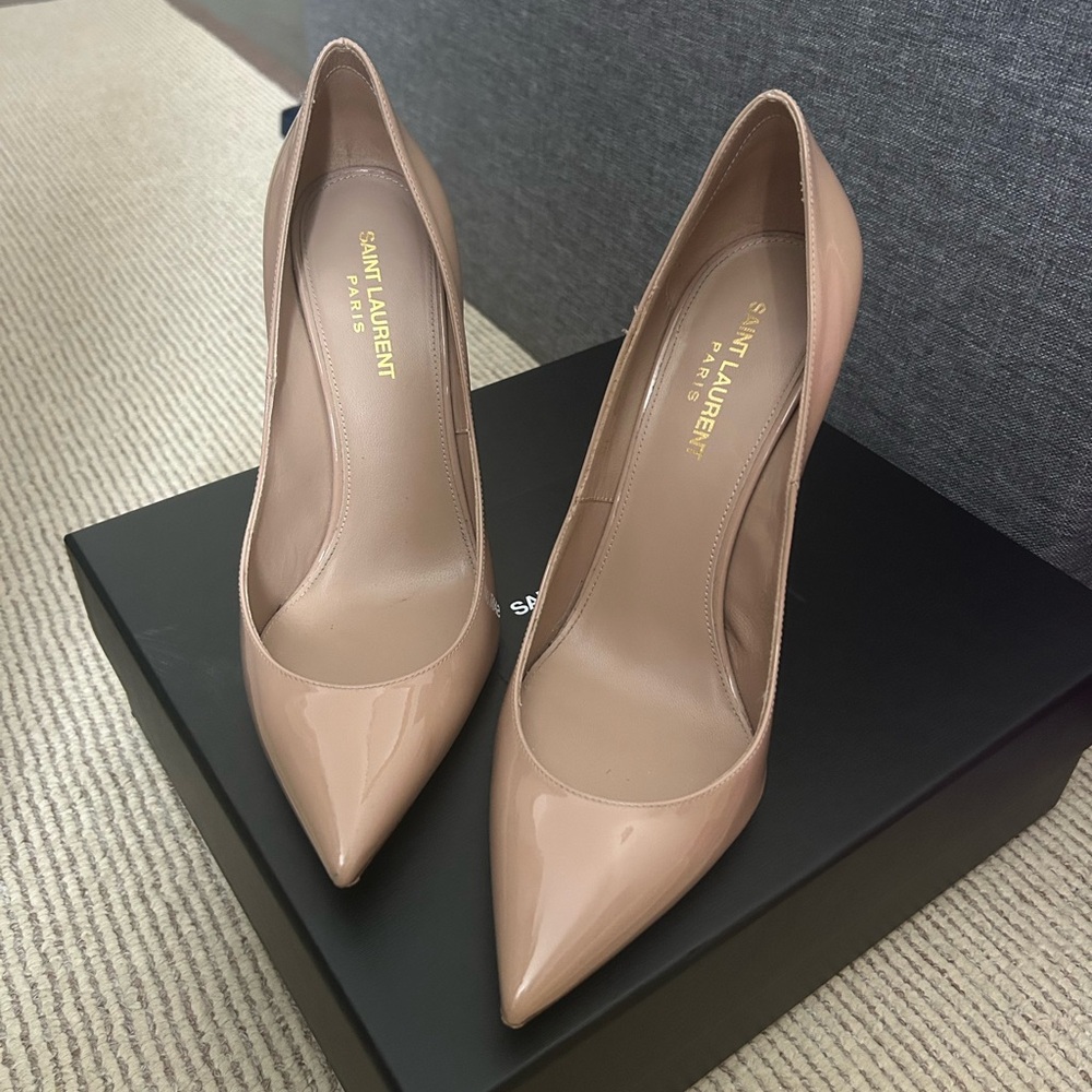 Saint Laurent Blush Patent Leather Heels